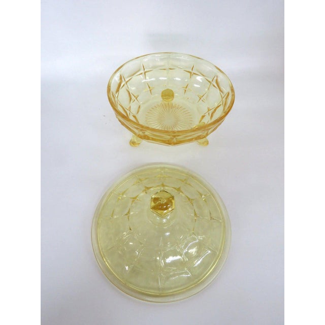Tiara Indiana Glass Constellation Yellow Three Footed Candy Dish With