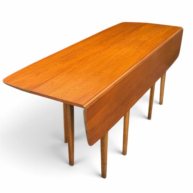 1957 John Van Koert for Drexel Profile K43 Walnut Drop-Leaf Dining Table For Sale - Image 10 of 12