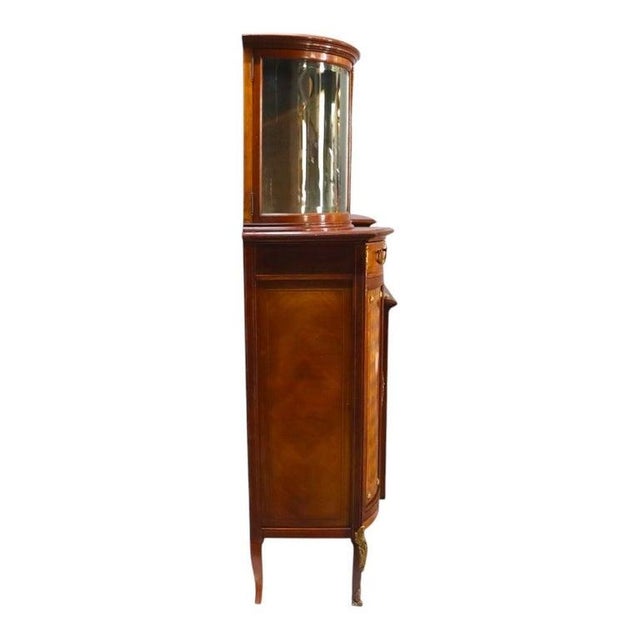 Pair Mahogany, Parquetry & Ormolu Credenzas With Beveled Glass C1890 For Sale - Image 10 of 12