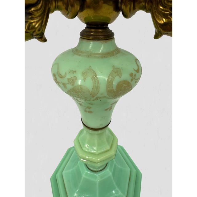 Vintage Jadeite 3 Arm Table Lamp For Sale - Image 9 of 15