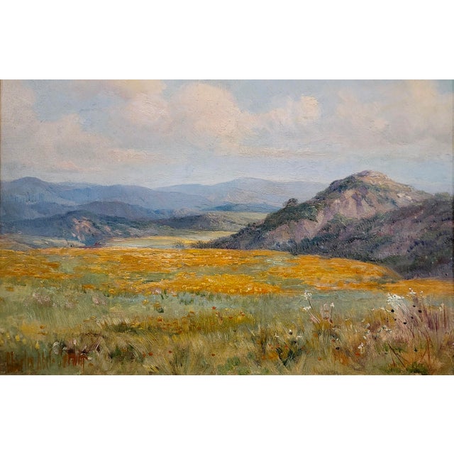 Impressionist Charles Abel Corwin -1910s Springtime California Poppy Field-Oil Painting For Sale - Image 3 of 7