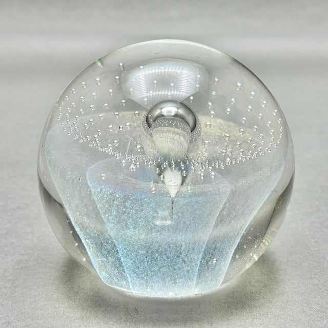 Modern Vintage Iridescent Controlled Bubble Art Glass Paperweight For Sale - Image 3 of 9
