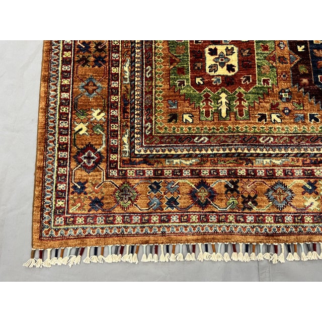 Rust Sultani Garden Panel Wool Rug, 5'10" X 8'1" For Sale - Image 11 of 13