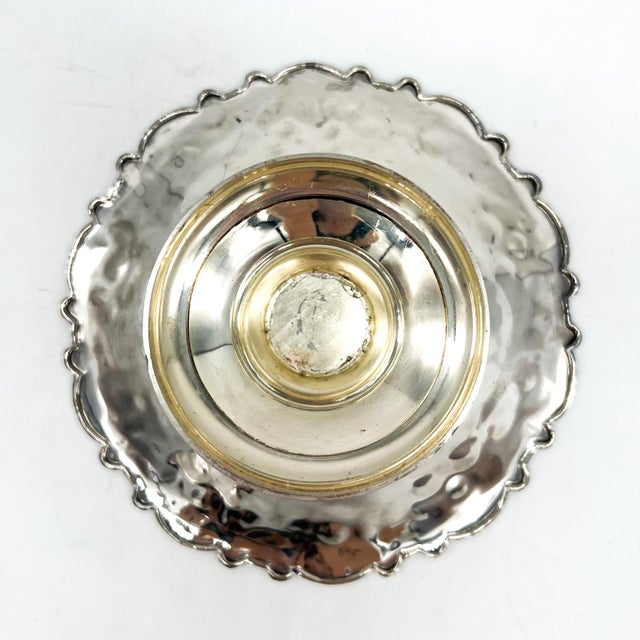 Silver Vintage Silverplate Floral Repoussé Pedestal Candy/ Nut Bowl – Traditional / Hollywood Regency For Sale - Image 8 of 13