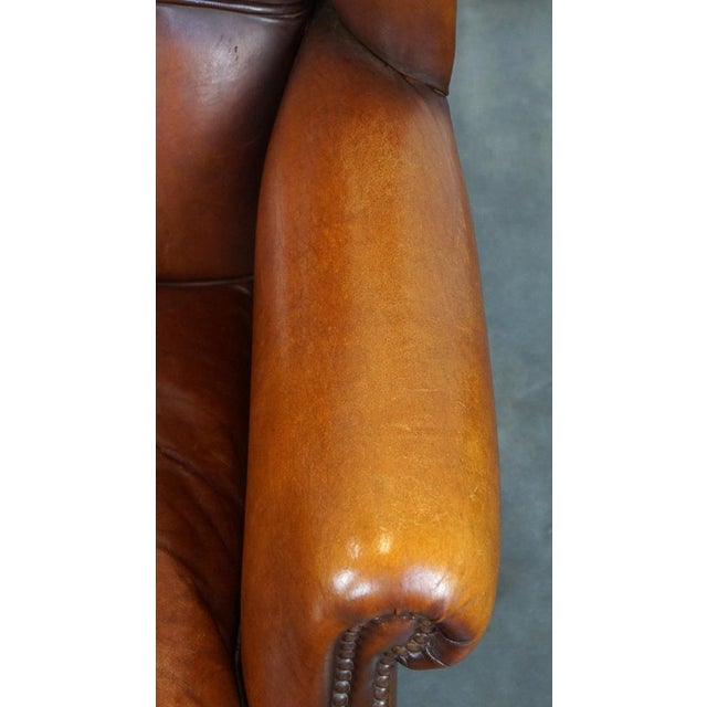 Brown Leather Wing Chair with Great Patina For Sale - Image 8 of 12