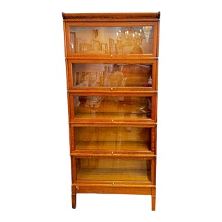 1960s Globe Wernicke Sectional Oak Bookcase For Sale