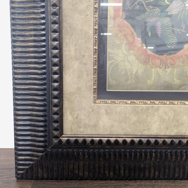 Large Chinoiserie Style Framed Artwork “Paradise Ii” – Exotic Bird Panel by Abigail Kamelhair For Sale - Image 4 of 4