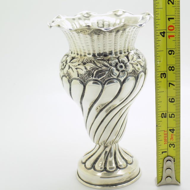 Vintage Italian Handmade Silver Vase, Palermo, Sicily, Italy, 1970s For Sale - Image 14 of 15