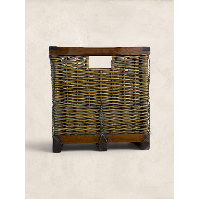 French Country Antique French Wicker Wine Crate For Sale - Image 3 of 7