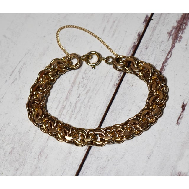 Vintage Heavy Gold Filled Chain Charm Bracelet For Sale - Image 4 of 15