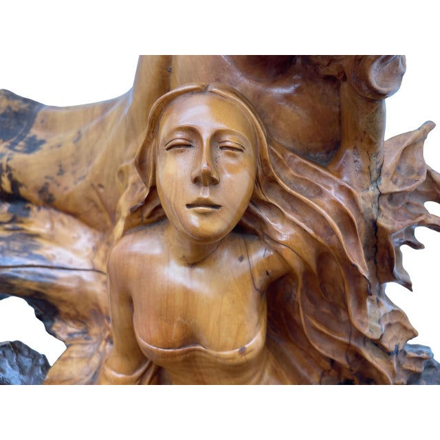 Large Carved Mahogany Sculpture of Two Reclining Women, Circa 1970s For Sale - Image 14 of 18