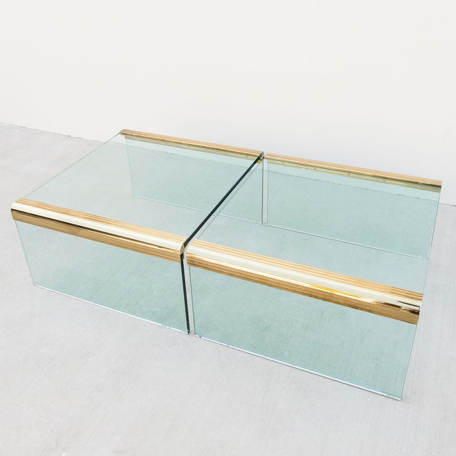 Pace Collection 1970s Brass & Glass Hollywood Regency Side / End Tables in the Style of Leon Rosen for Pace Collection - a Pair For Sale - Image 4 of 12