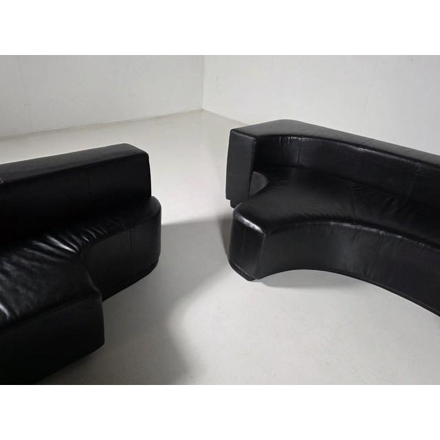 Black Lara Sofa in Black Leather by Pamio, Toso and Massari for Stilwood, Italy, 1970s, Set of 2 For Sale - Image 8 of 9