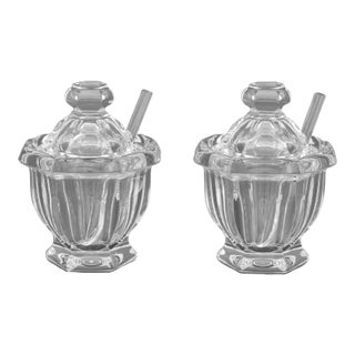Baccarat Crystal Covered Mustard Jars, Pair For Sale