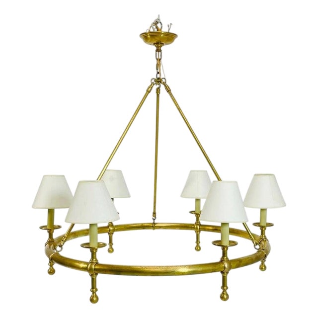 Oil Rubbed Solid Brass Chandelier by Chapman & Mayers for Visual Comfort For Sale