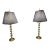 Mid 20th Century Leviton Brass Spindle Lamps With Navy Shades - a Pair For Sale