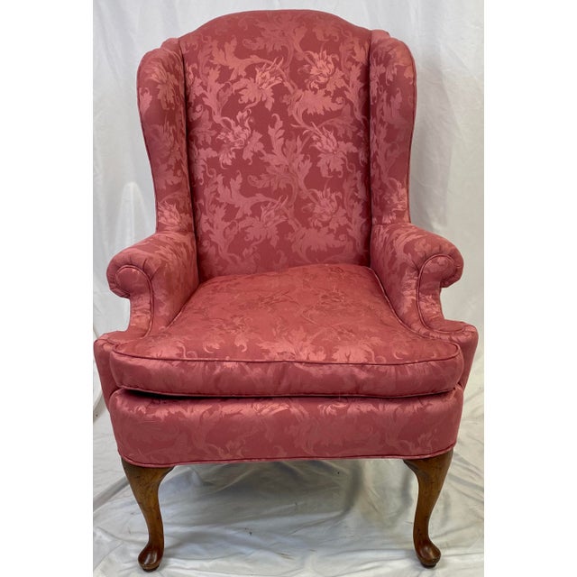 Vintage Traditional Chippendale Queen Anne Wingback Chair Chairish