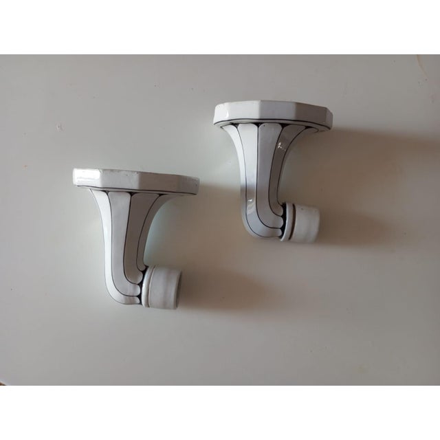 Art Noveau Appliques in Brunquell Porcelain, Germany, 1960s, Set of 3 For Sale - Image 4 of 18