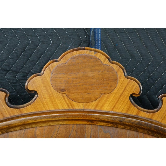 Antique Victorian Renaissance Revival Walnut Burl Arched Full Size Headboard For Sale - Image 16 of 17