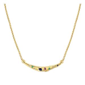 Assorted Gemstones Arc Necklace