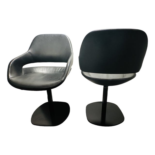 Eva Chairs in Black Leather by Ora Ito for Zanotta, 2009, Set of 2 For Sale