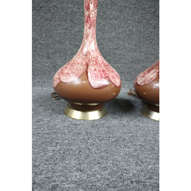 Mid Century Paint Decorated Lamps/Pair For Sale - Image 4 of 8