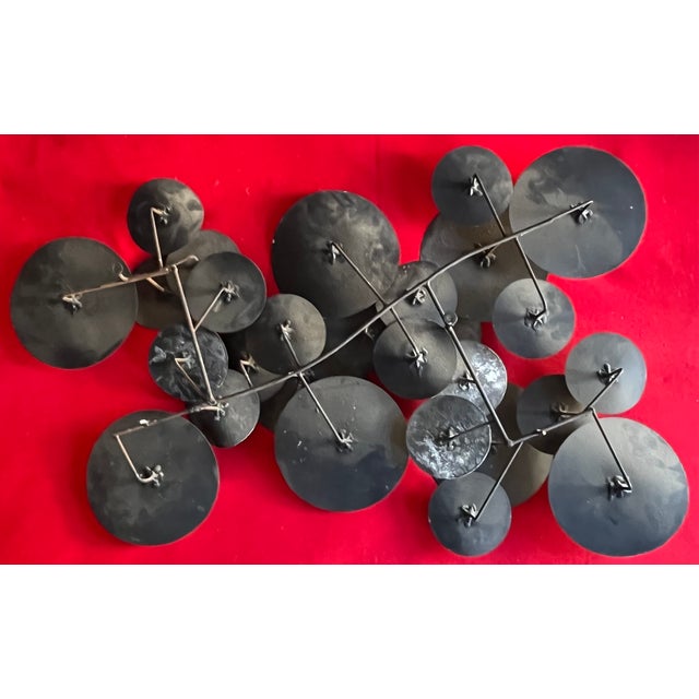 Large Mid-Century Modern Abstract Expressionist Gilt Metal Lily Pad Raindrop Wall Sculpture Circa 1960 For Sale - Image 10 of 12