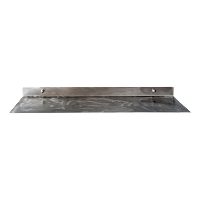 Large Wall Shelf in Brushed Stainless Steel by Form & Eisen For Sale