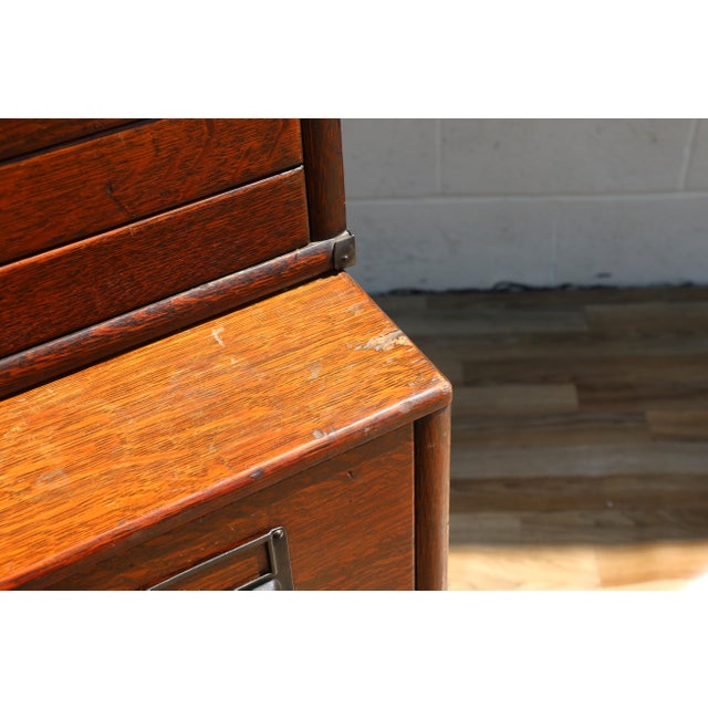 Antique Arts & Crafts Tiger Oak Modular Stacking Multi-Drawer File Cabinet, Early 1900s For Sale - Image 14 of 18