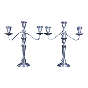 Vintage Pair of Antique Empire Sterling Silver Convertible 3-Arm Candelabras