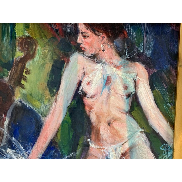 Illinois Artist Walter Moskow Nude "Vegas at Night" Oil on Board For Sale - Image 4 of 12