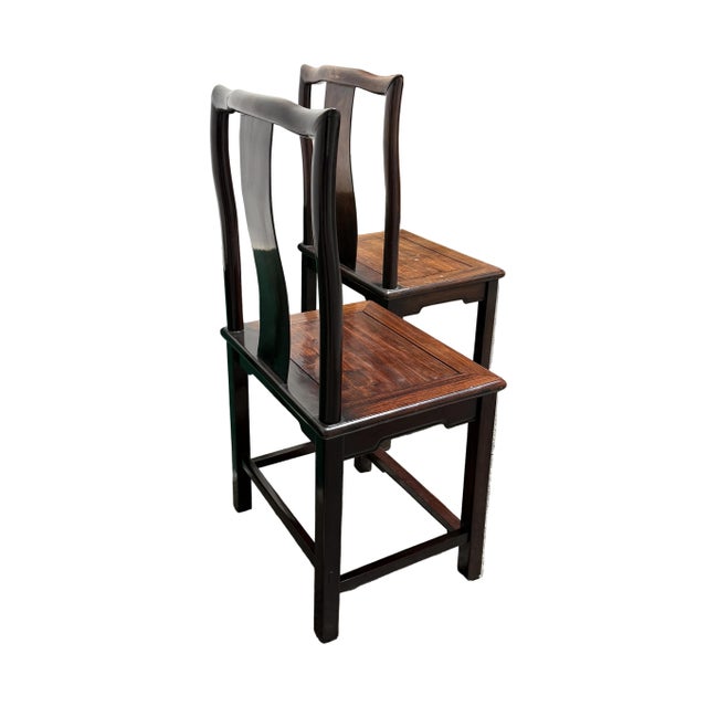 Pair of Vintage Ming Style Chinese Dining Chairs For Sale In Portland, OR - Image 6 of 14