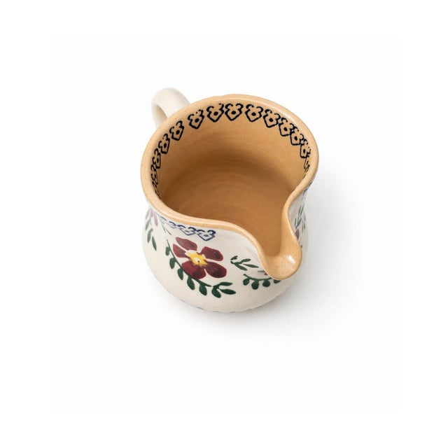 Farmhouse Vintage Hand Painted Mosse Pottery Ireland Floral Creamer Pitcher Vase 3" For Sale - Image 3 of 7