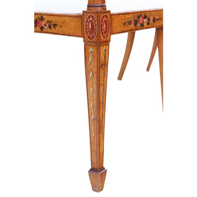 Wood Antique Victorian Decorated Satinwood Sofa, 1800s For Sale - Image 7 of 11