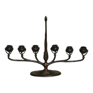 Tiffany Studios New York Art Nouveau Bronze Six-Light Candelabra, Circa 1910s For Sale