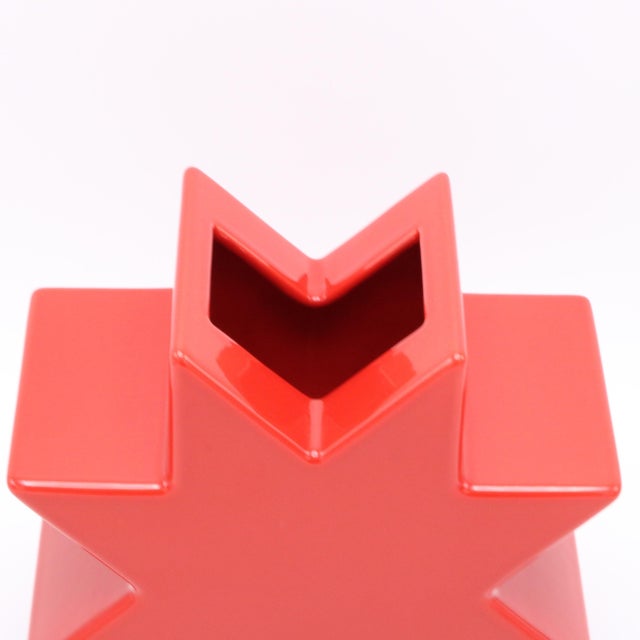Ettore Sottsass 1970s "Hsing" Vase Designed by Ettore Sottsass Red For Sale - Image 4 of 4