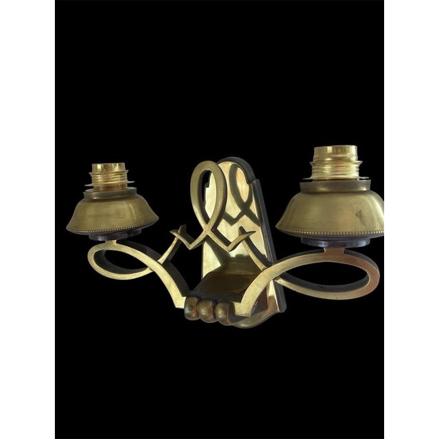 French Art Deco Bronze Wall Sconces from Liberos Paris, 1940s, Set of 2 For Sale - Image 6 of 10