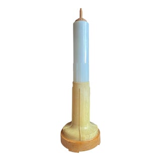 1930s Streamline Art Deco Celluloid Empire State Building Shaped Florescent Table Lamp For Sale