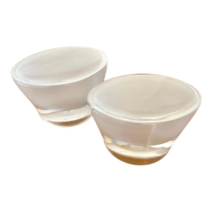 Oval Frosted Lidded Glass Boxes - A Pair