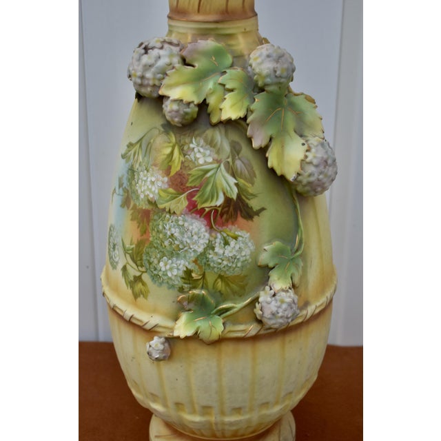 Early 20th Century Robert Hanke Porcelain Vase Antique Austria Art Nouveau 3d Floral Encrusted For Sale - Image 5 of 18