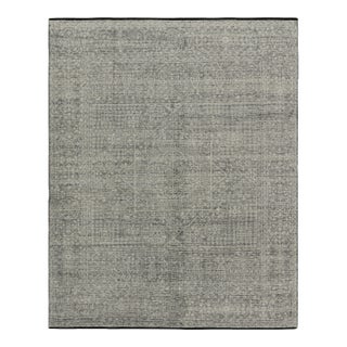 Rug & Kilim’s Mamluk Style Rug with Geometric Floral Patterns in Gray and White - 3x12 For Sale