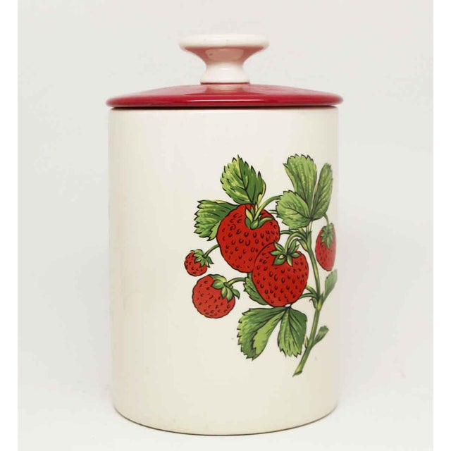Ceramic Strawberry Jars With Red Lids Set of 3 Chairish