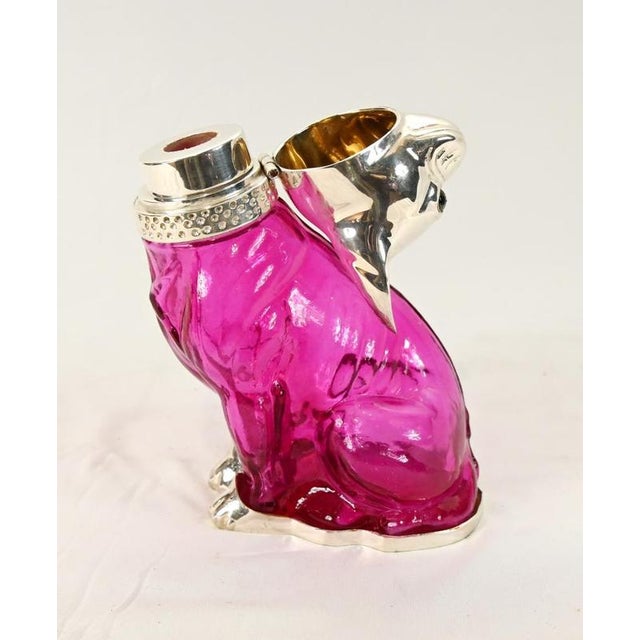 Silver Plate Dog Claret Decanter in Glass For Sale - Image 6 of 7