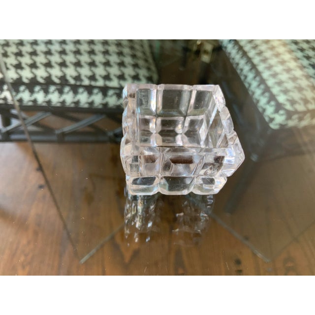 1950s English Crystal Salt Cellar's With Waffle Pattern & Seven Silver Salt Spoons- 15 Pieces For Sale - Image 4 of 9