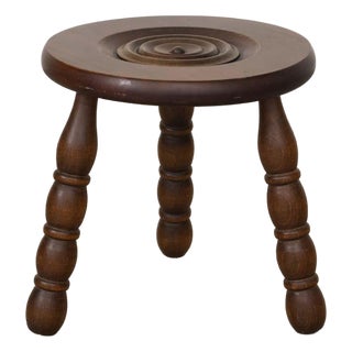1950s French Wood Tripod Stool For Sale