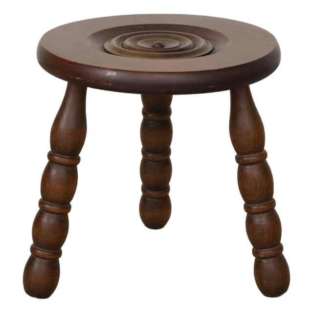 1950s French Wood Tripod Stool For Sale