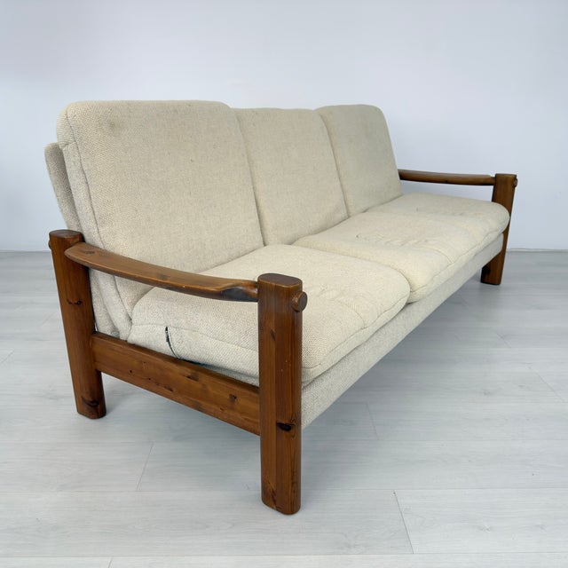 1970s Danish Pine Three-Seater Sofa 1960s For Sale - Image 5 of 13