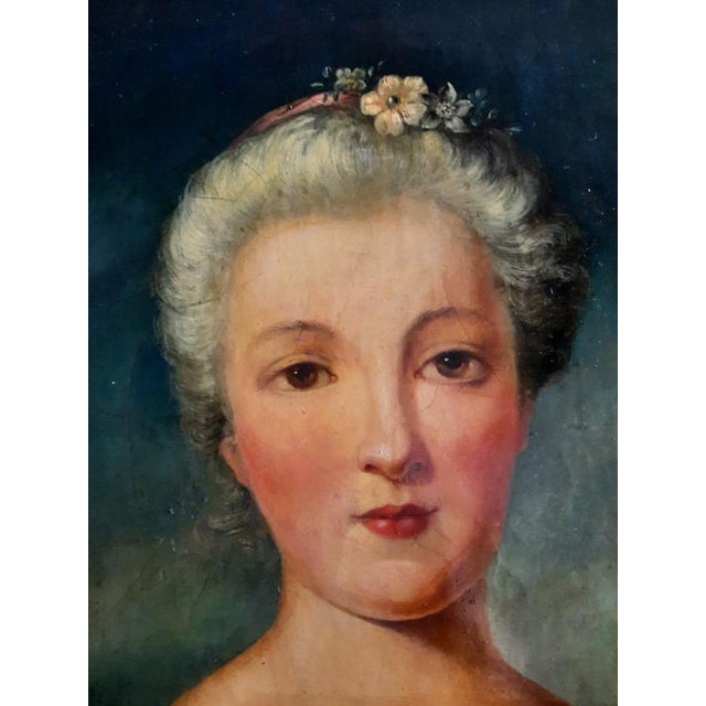 18th Century Attributed Jean-Marc Nattier Oil Portrait of Madame De Pompadour For Sale - Image 4 of 12