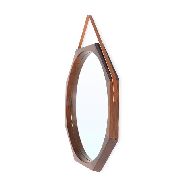Mid-Century Modern Octagonal Mirror with Teak Frame, 1960s For Sale - Image 3 of 13