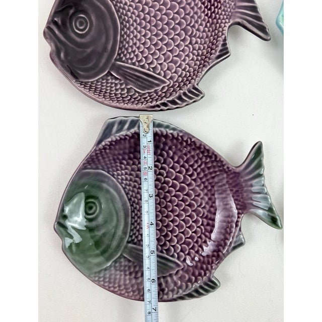 Vintage Faiobidos Portuguese Majolica Ceramic Dessert Appetizer Fish Plates-Set of 6 For Sale - Image 6 of 6